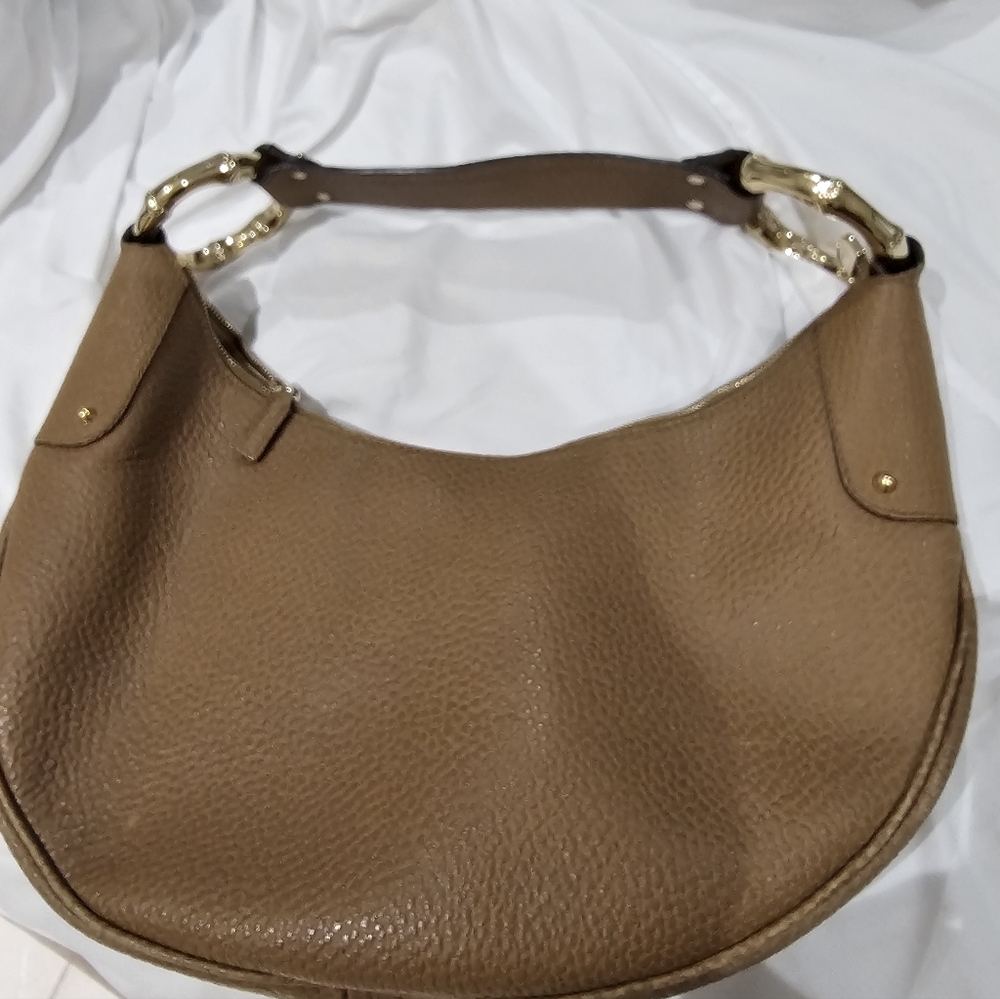 Gucci Tan Leather Hobo Bag w Gold Bamboo Ring - Picture 8 of 9